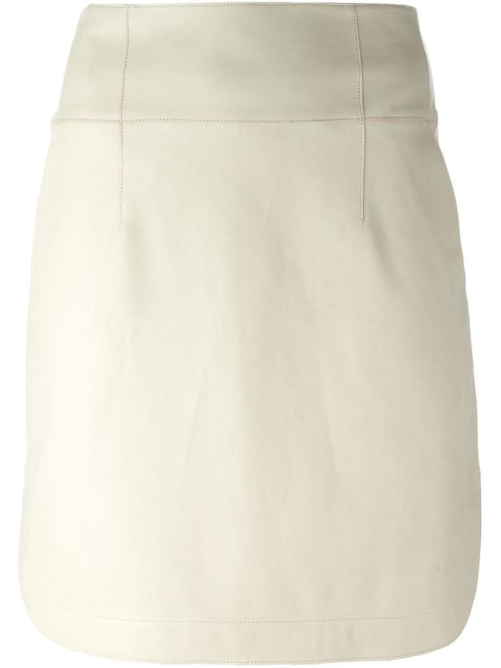 Jil Sander Navy Leather Skirt, Women's, Size: 34, Nude/neutrals, Lamb Skin