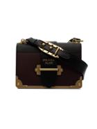 Prada Black And Burgundy Cahier Leather Crossbody Bag - Red
