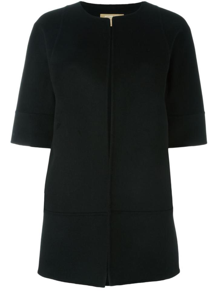 Michael Kors Three-quarter Sleeve Coat, Women's, Size: 6, Black, Virgin Wool/angora/cashgora