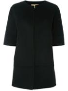 Michael Kors Three-quarter Sleeve Coat, Women's, Size: 6, Black, Virgin Wool/angora/cashgora