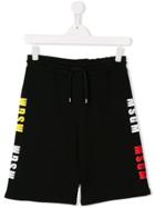 Msgm Kids Contrast Logo Shorts - Black