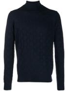 Corneliani Patterned Knit Roll Neck Sweater - Blue
