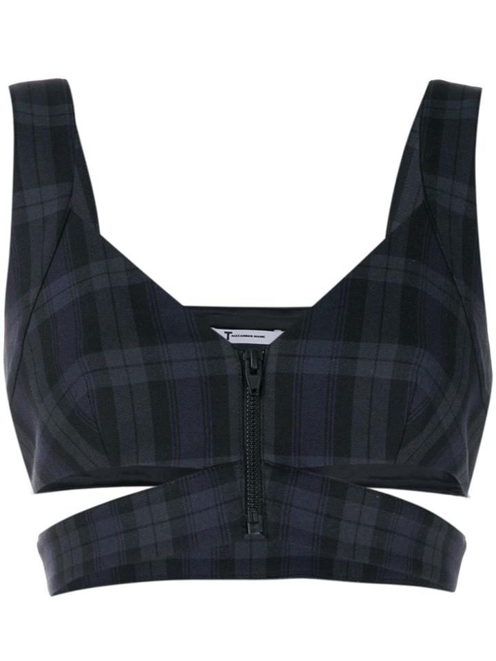 Alexander Wang Check Cut-out Crop Top - Blue