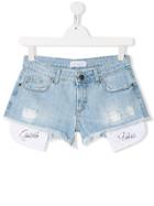 Gaelle Paris Kids Distressed Denim Shorts - Blue