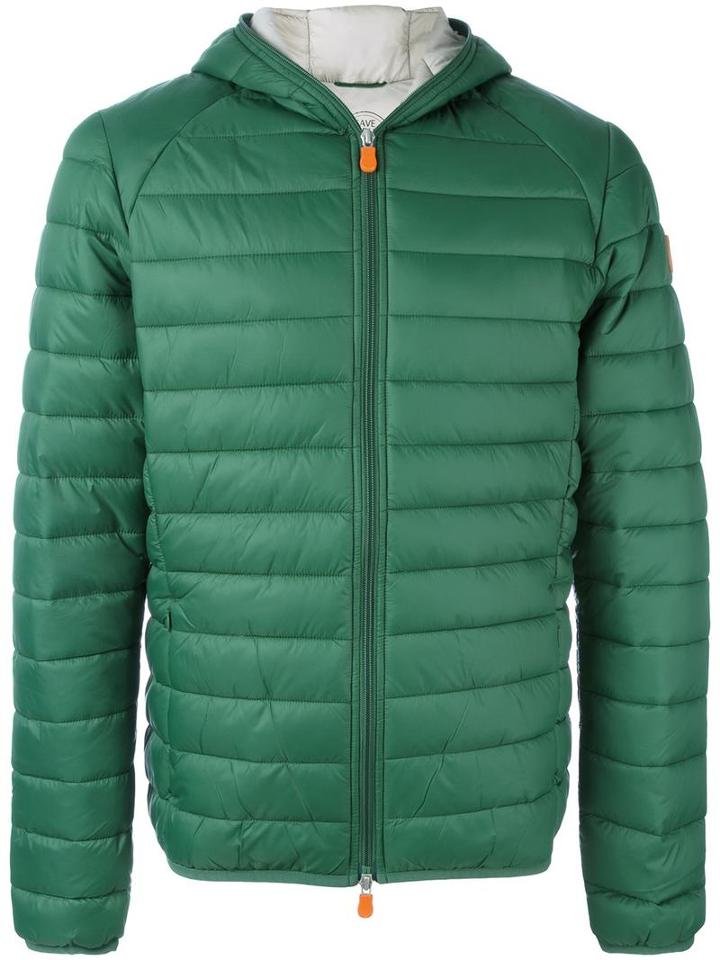 Save The Duck Padded Hooded Jacket, Men's, Size: Small, Green, Nylon/polyester