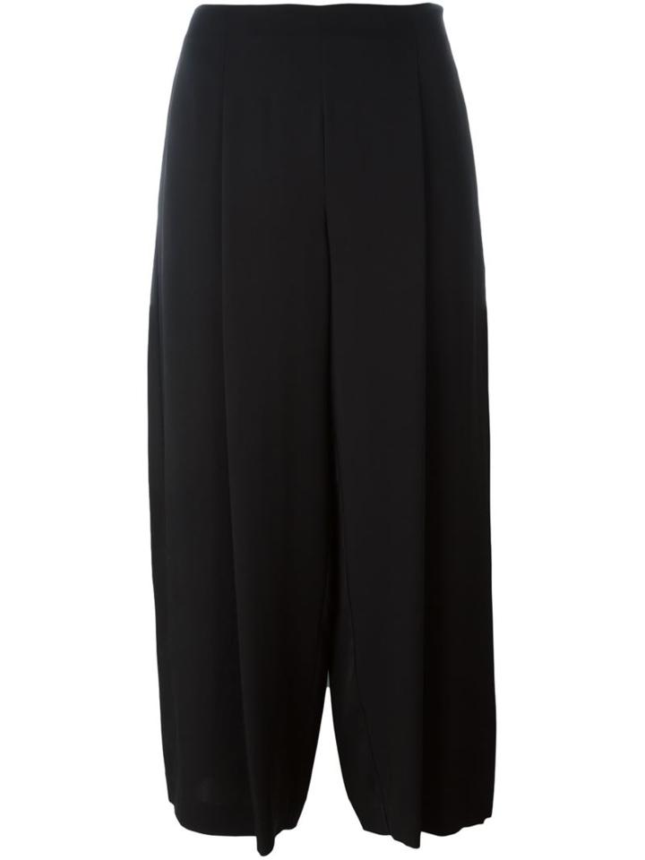 Theory Wide Leg Cropped Trousers, Women's, Size: 2, Black, Silk