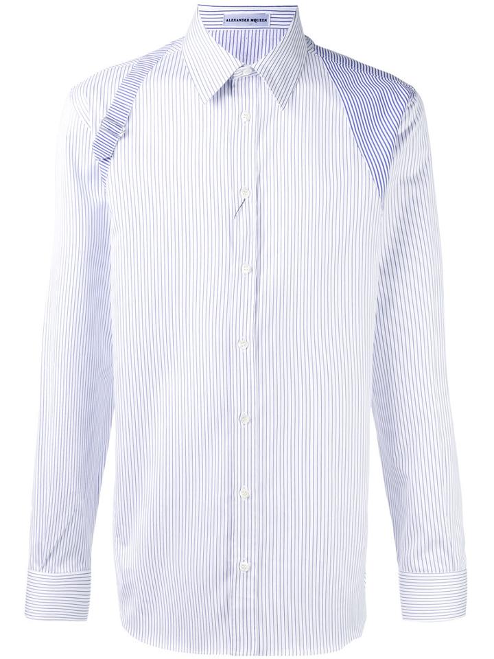 Alexander Mcqueen Harness Striped Shirt, Men's, Size: 15 1/2, White, Cotton