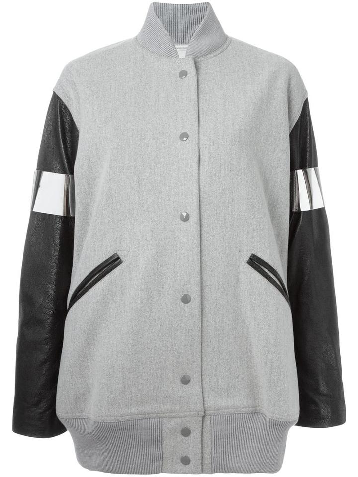 Mm6 Maison Margiela Oversized Bomber Jacket, Women's, Size: 38, Grey, Virgin Wool/polyamide/polyester/viscose