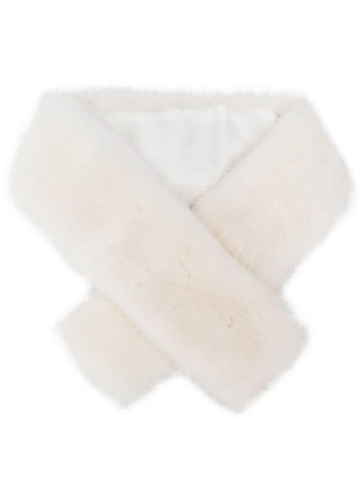 Liska Fur-trimmed Scarf - White
