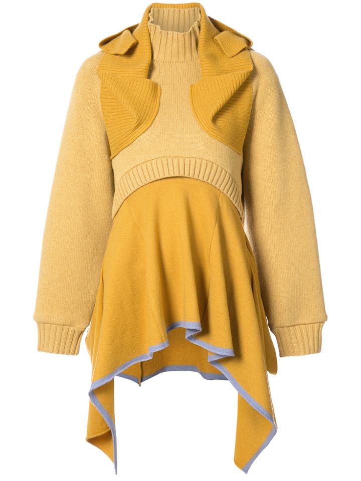 Undercover Layered Frilled Sweater Dress - Yellow & Orange