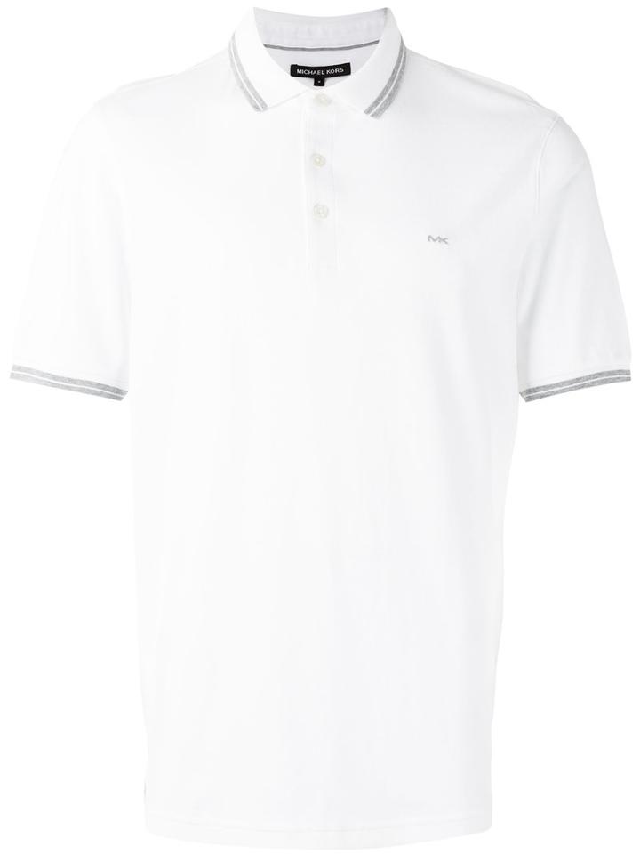 Michael Kors Contrast Detail Polo Shirt, Men's, Size: Xl, White, Cotton