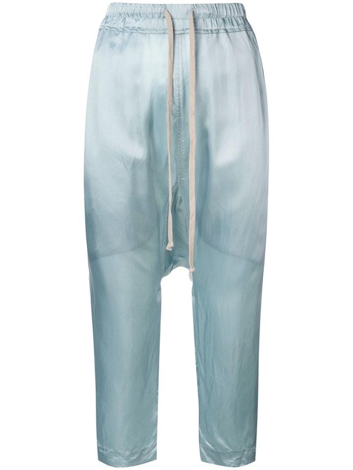 Rick Owens Drop Crotch Cropped Trousers - Blue