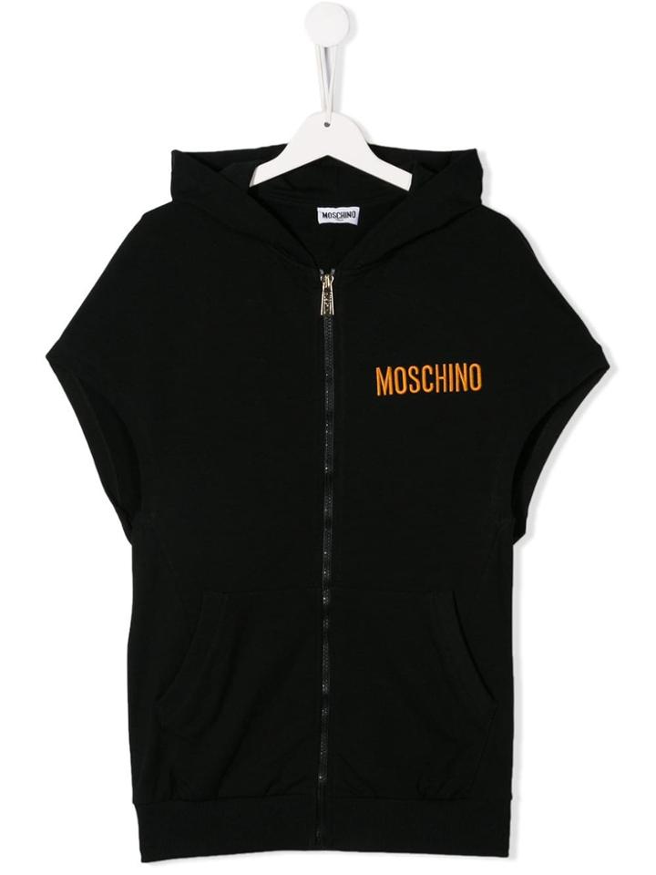 Moschino Kids Embroidered Logo Hoodie - Black