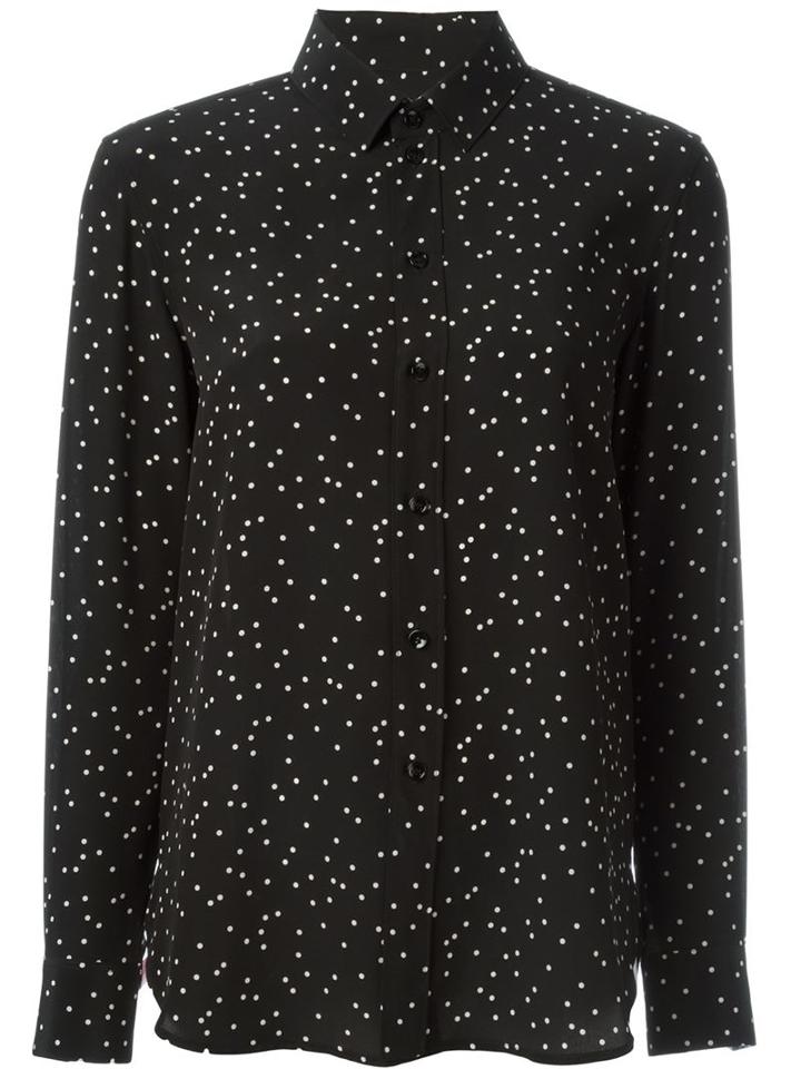 Saint Laurent Polka Dot Shirt, Women's, Size: 42, Black, Silk