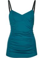 Malia Mills - Gathered Detail Swim Top - Women - Nylon/spandex/elastane - 36d, Women's, Green, Nylon/spandex/elastane