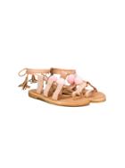 Douuod Kids Teen Pompom Sandals - Nude & Neutrals