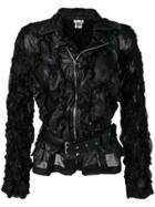 Comme Des Garçons Noir Kei Ninomiya Ruched Faux Leather Jacket - Black
