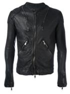 Giorgio Brato Zipped Leather Jacket, Men's, Size: 46, Black, Leather/cotton/silk/polyester