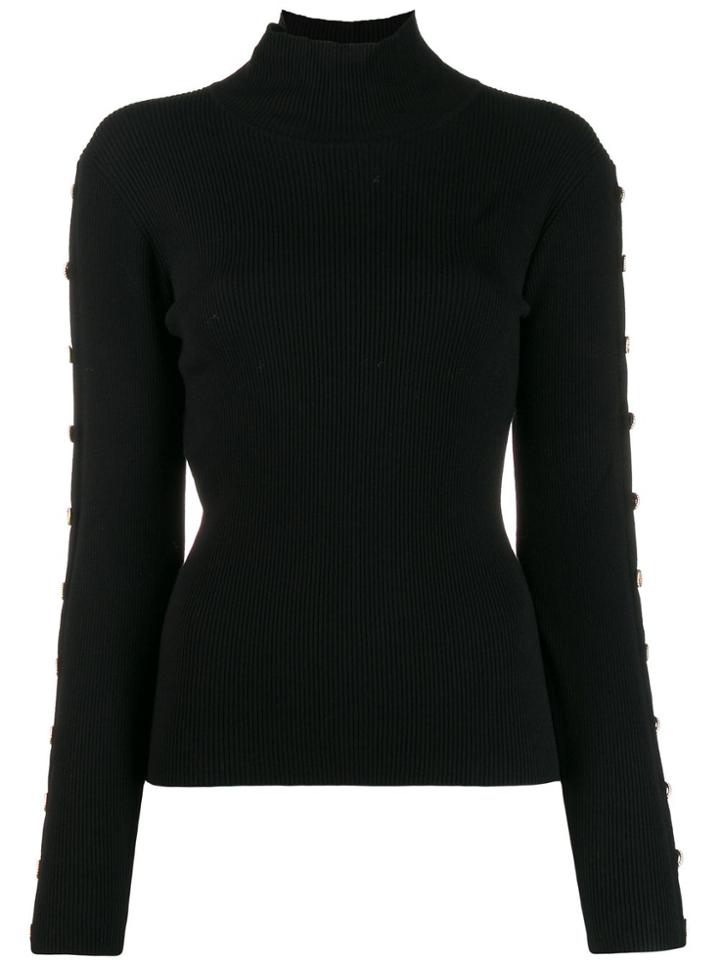 Edward Achour Paris Button Detail Jumper - Black