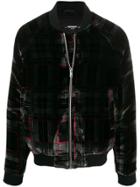 Represent Checked Velour Bomber Jacket - Black