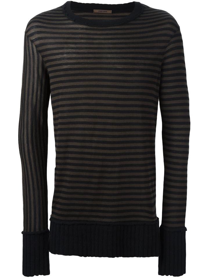 Ziggy Chen Striped Jumper, Men's, Size: 50, Black, Cashmere