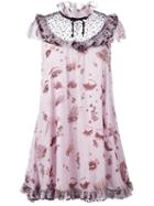 Giamba Ruffle Detail Babydoll Dress, Women's, Size: 44, Pink/purple, Silk/polyester/polyamide