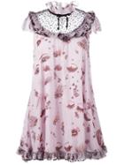 Giamba Ruffle Detail Babydoll Dress, Women's, Size: 44, Pink/purple, Silk/polyester/polyamide