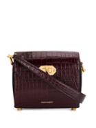 Alexander Mcqueen Crocodile Effect Foldover Top Bag - Red