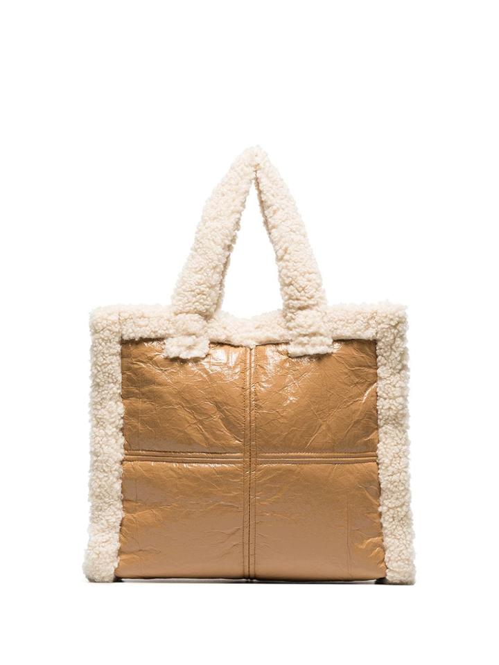 Stand Lolita Faux-shearling Trim Tote - Neutrals