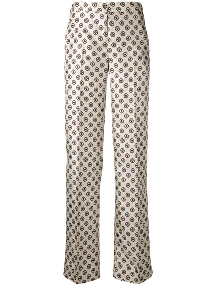 Alberto Biani Geometric Print Trousers, Women's, Size: 44, Nude/neutrals, Silk/acetate/viscose