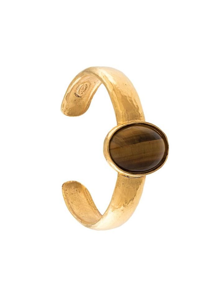Chanel Pre-owned Cc Logos Stone Bangle - Gold
