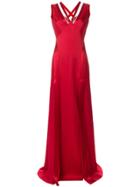 Versace Rhinestone V-neck Flared Gown