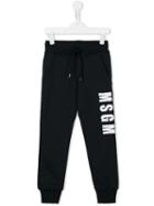 Msgm Kids Logo Print Track Pants, Boy's, Size: 10 Yrs, Blue