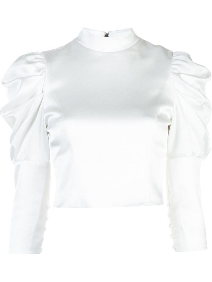 Alice+olivia Puffed Shoulder Blouse - White