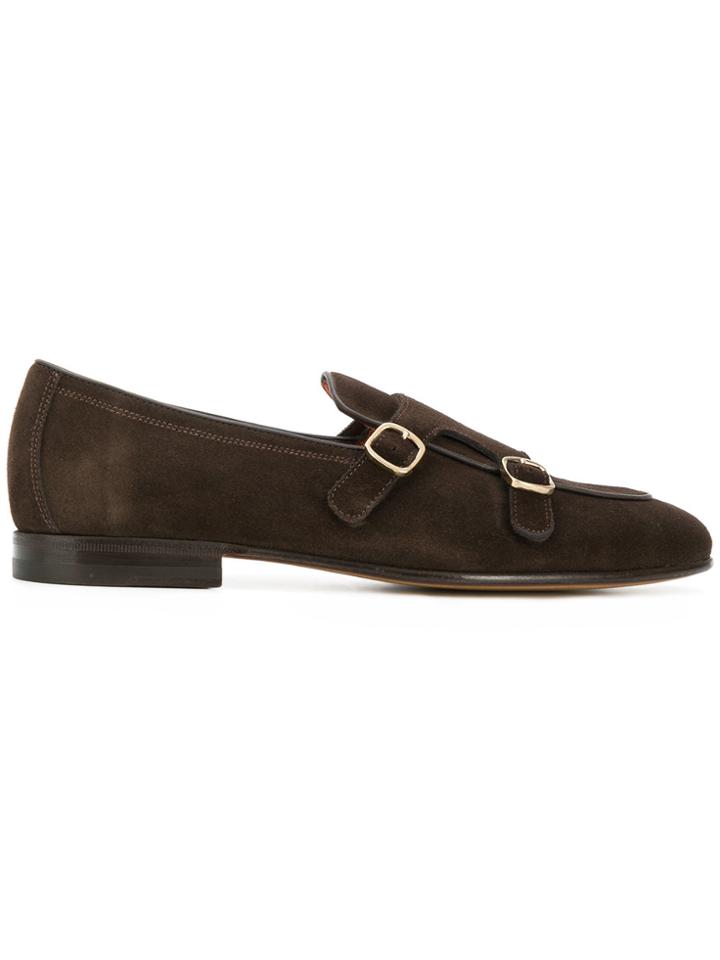 Santoni Monk Strap Loafers - Brown