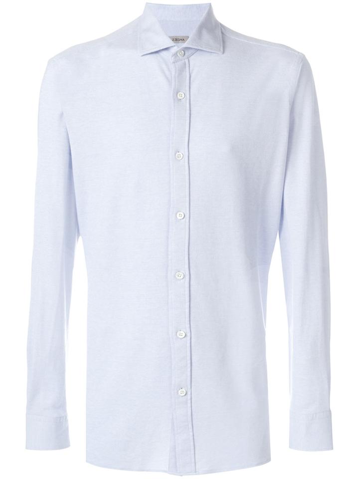 Z Zegna Cutaway Collar Shirt - Blue