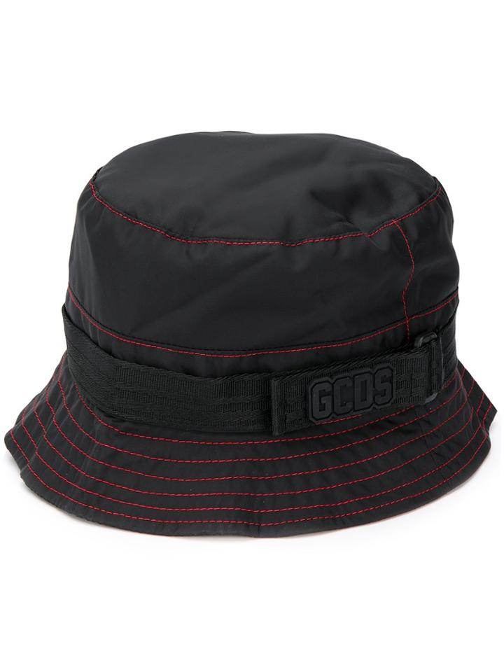 Gcds Logo Strap Bucket Hat - Black