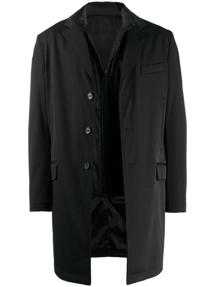 Fay Single-breasted Coat - Black