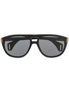 Gucci Eyewear Aviator Sunglasses With Enamel Web - Black