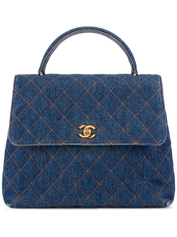 Chanel Vintage 'kelly' Quilted Denim Tote