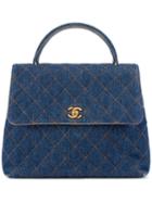 Chanel Vintage 'kelly' Quilted Denim Tote
