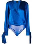 Pinko V-neck Blouse Bodysuit - Blue