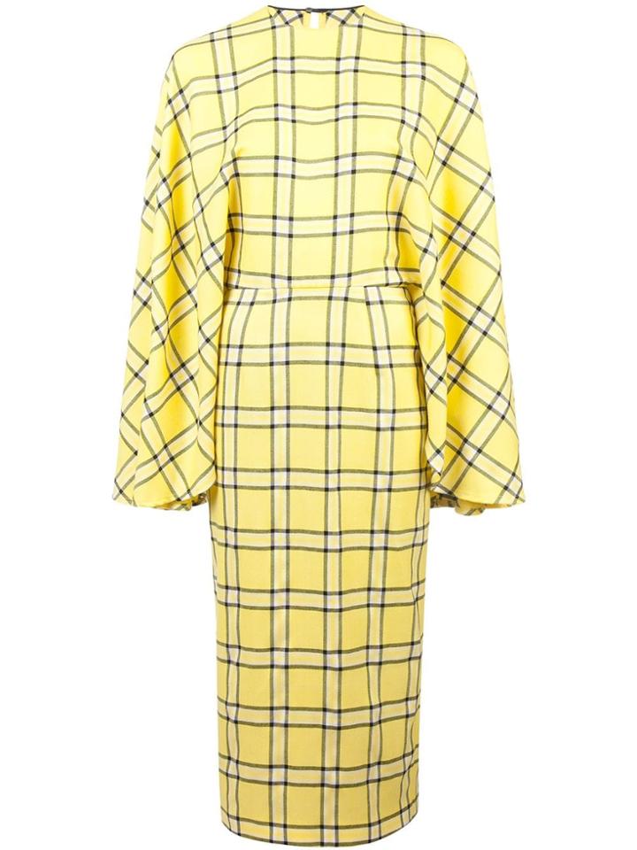 Sara Battaglia Checked Fitted Dress - Yellow
