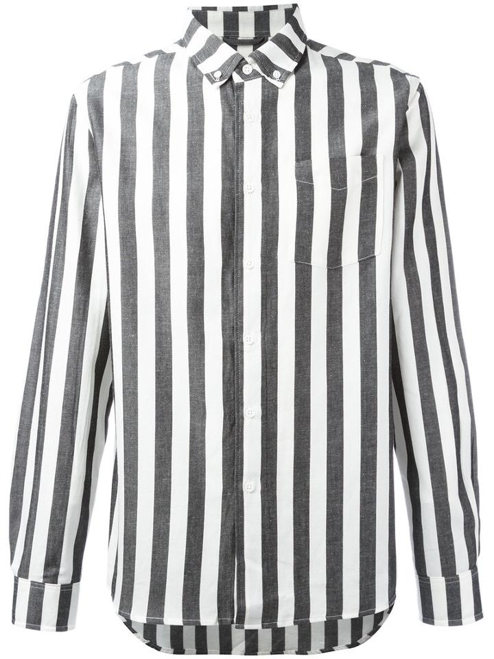 Saturdays Nyc Striped Shirt, Men's, Size: Large, White, Cotton/linen/flax