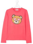 Moschino Kids Bear Print Long Sleeve T-shirt - Pink & Purple