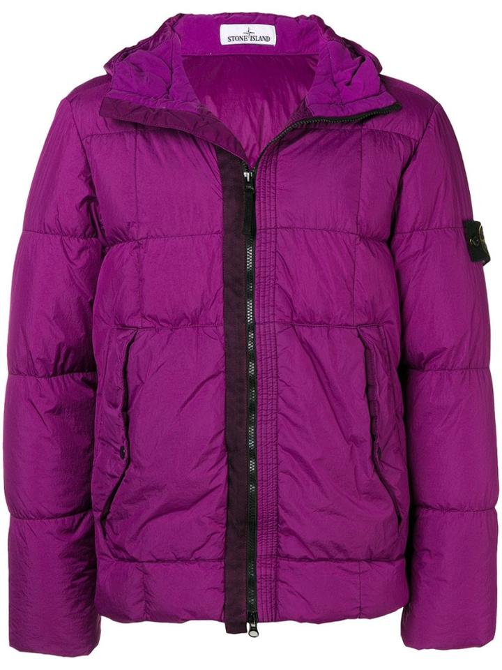 Stone Island Padded Hooded Zip Jacket - Pink