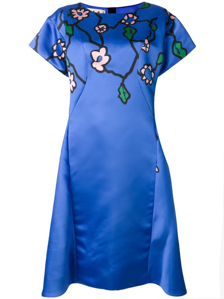 Marni Graphic Floral Print Dress - Black