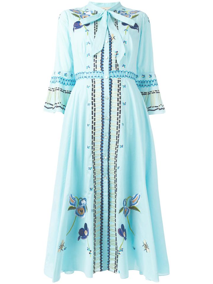 Temperley London Embroidered Maxi Dress, Women's, Size: 10, Blue, Cotton