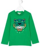 Kenzo Kids - Tiger Printed Longsleeved T-shirt - Kids - Cotton - 2 Yrs, Green