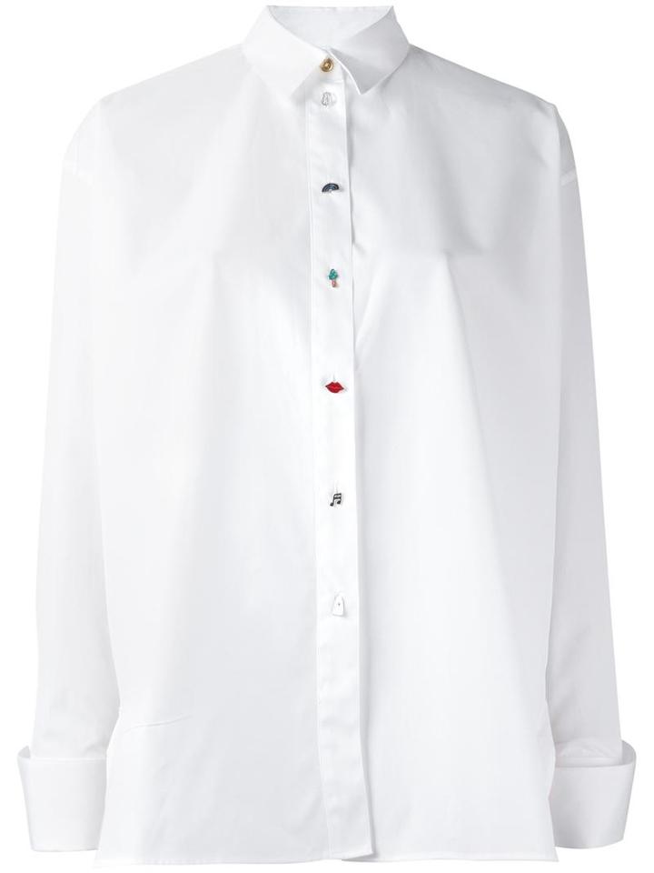 Paul Smith Button Detail Oversized Shirt, Women's, Size: 40, White, Cotton/cupro